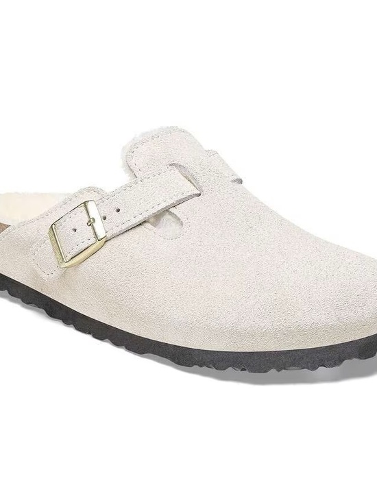 Birkenstock Shoes - Birkenstock Boston Shearling Clogs Antique White Suede Size 38 Narrow NEW